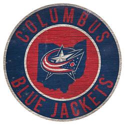 Columbus Blue Jackets Sign Wood 12 Inch Round State Design