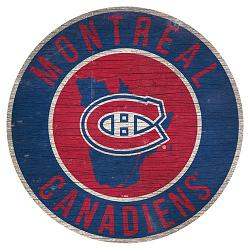 Montreal Canadiens Sign Wood 12 Inch Round State Design