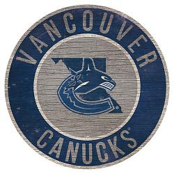 Vancouver Canucks Sign Wood 12 Inch Round State Design