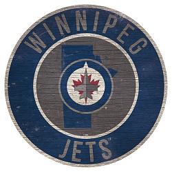 Winnipeg Jets Sign Wood 12 Inch Round State Design