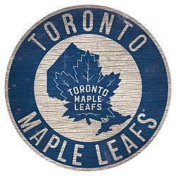 Toronto Maple Leafs Sign Wood 12 Inch Round State Design