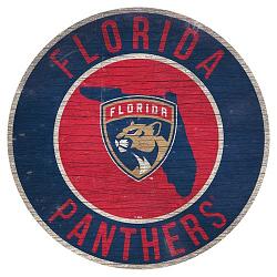 Florida Panthers Sign Wood 12 Inch Round State Design