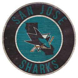 San Jose Sharks Sign Wood 12 Inch Round State Design