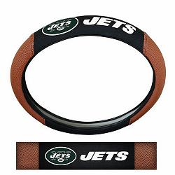 New York Jets Steering Wheel Cover Premium Pigskin Style