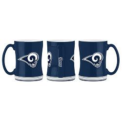 BOELTER Los Angeles Rams Coffee Mug 14oz Sculpted Relief Blue and White