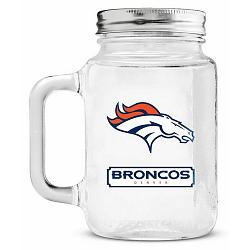 Denver Broncos Mason Jar Glass With Lid