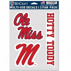 Mississippi Rebels Decal Multi Use Fan 3 Pack