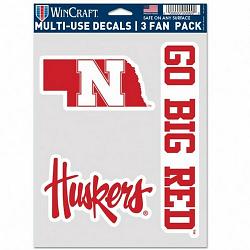 Nebraska Cornhuskers Decal Multi Use Fan 3 Pack