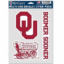 Oklahoma Sooners Decal Multi Use Fan 3 Pack