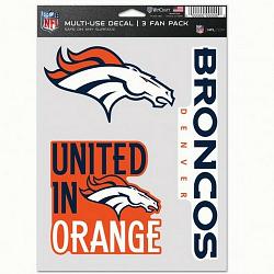 Denver Broncos Decal Multi Use Fan 3 Pack