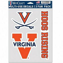 Virginia Cavaliers Decal Multi Use Fan 3 Pack