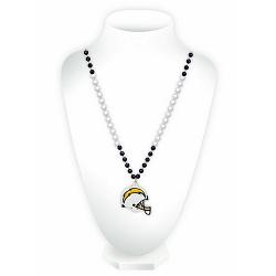 Los Angeles Chargers Beads with Medallion Mardi Gras Style