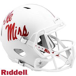 Mississippi Rebels Helmet Riddell Replica Full Size Speed Style White