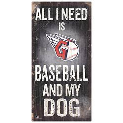 Cleveland Guardians Sign Wood 6x12 Baseball and Dog Design