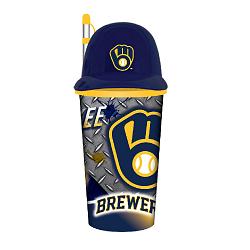 Milwaukee Brewers Helmet Cup 32oz Plastic with Straw