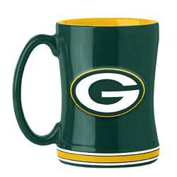 Green Bay Packers Coffee Mug 14oz Sculpted Relief Team Color