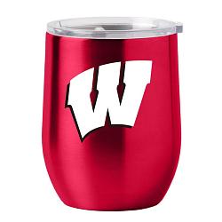 Wisconsin Badgers Travel Tumbler 16oz Stainless Steel Curved