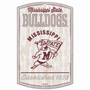 Mississippi State Bulldogs Sign 11x17 Wood Retro
