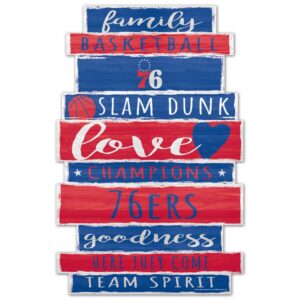 Philadelphia 76ers Sign 11x17 Wood Family Word