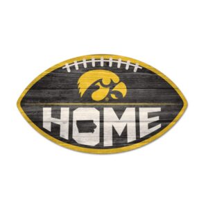 Iowa Hawkeyes Sign Wood Football Shape