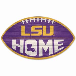 LSU Tigers Sign Wood Football Shape