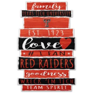 Texas Tech Red Raiders Sign 11x17 Wood Family Word