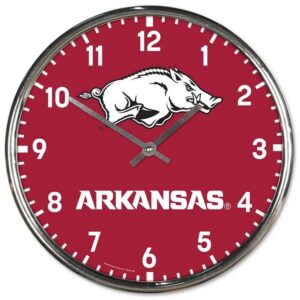 Arkansas Razorbacks Clock Round Wall Style Chrome