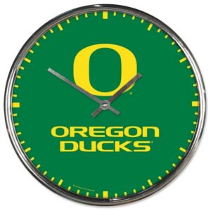 Oregon Ducks Clock Round Wall Style Chrome