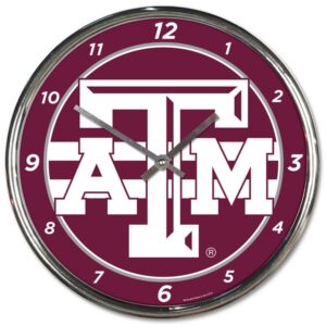 Texas A&M Aggies Round Chrome Wall Clock
