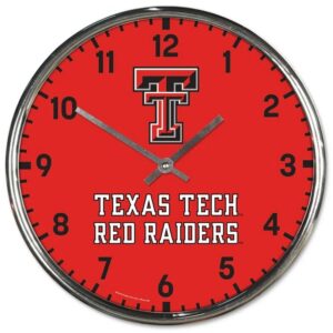 Texas Tech Red Raiders Clock Round Wall Style Chrome