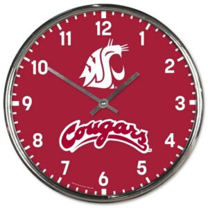 Washington State Cougars Clock Round Wall Style Chrome