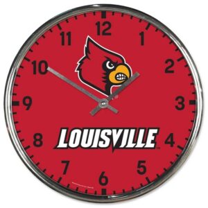 Louisville Cardinals Clock Round Wall Style Chrome