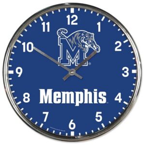 Memphis Tigers Clock Round Wall Style Chrome