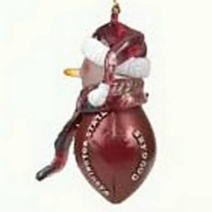 Washington State Cougars Ornament Striped Acrylic Football Snowman CO