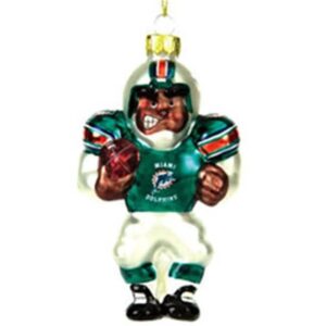 Miami Dolphins Ornament Blown Glass Football Player CO