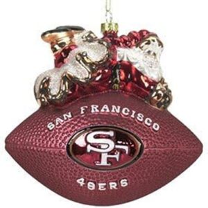 San Francisco 49ers Ornament 5 1/2 Inch Peggy Abrams Glass Football