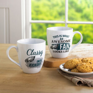 Philadelphia Eagles Coffee Mug 17oz Ceramic 2 Piece Set with Gift Box