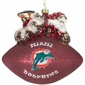 Miami Dolphins 5 1/2 Peggy Abrams Glass Football Ornament