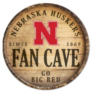Nebraska Cornhuskers Sign Wood 14 Inch Round Barrel Top Design