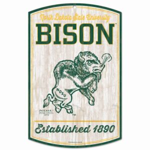 North Dakota State Bison Sign 11x17 Wood Vintage