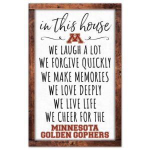 Minnesota Golden Gophers Sign 11x17 Wood In This House