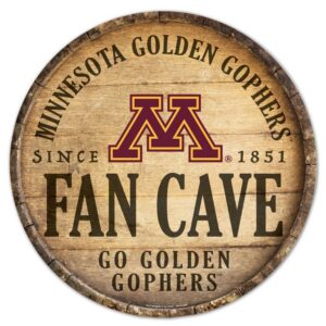 Minnesota Golden Gophers Sign Wood 14 Inch Round Barrel Top Design