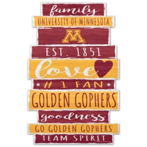 Minnesota Golden Gophers Sign 11x17 Wood Family Word