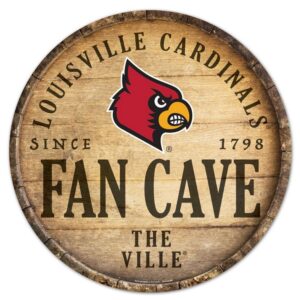 Louisville Cardinals Sign Wood 14 Inch Round Barrel Top Design