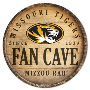 Missouri Tigers Sign Wood 14 Inch Round Barrel Top Design