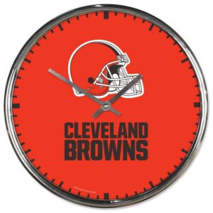 Cleveland Browns Clock Round Wall Style Chrome
