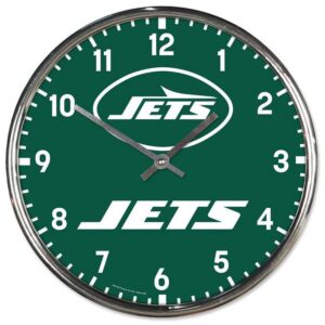 New York Jets Clock Round Wall Style Chrome