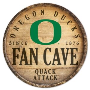 Oregon Ducks Sign Wood 14 Inch Round Barrel Top Design