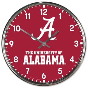 Alabama Crimson Tide Round Chrome Wall Clock