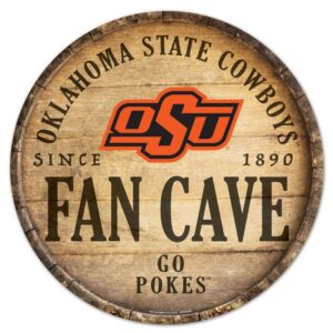 Oklahoma State Cowboys Sign Wood 14 Inch Round Barrel Top Design